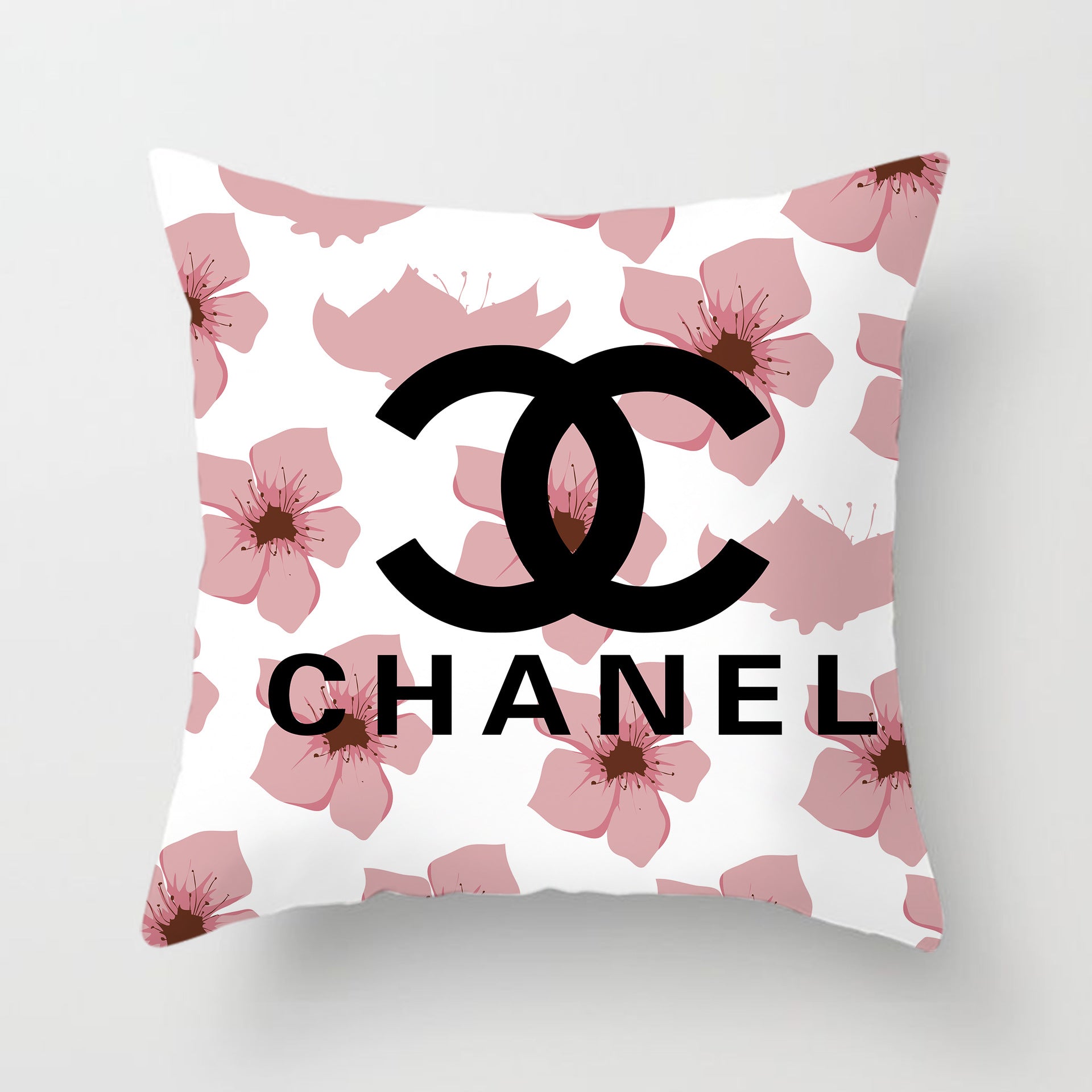 Chanel Pillow Cover flowers pink with big logo fancy – Bedlifee