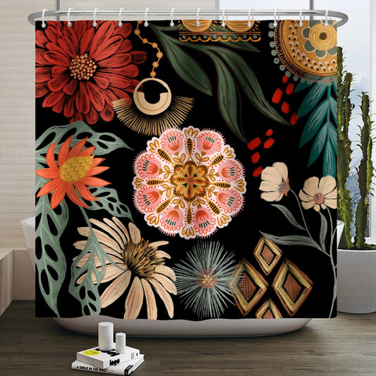 boho fabric shower curtain