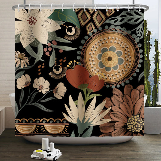 boho fabric shower curtain