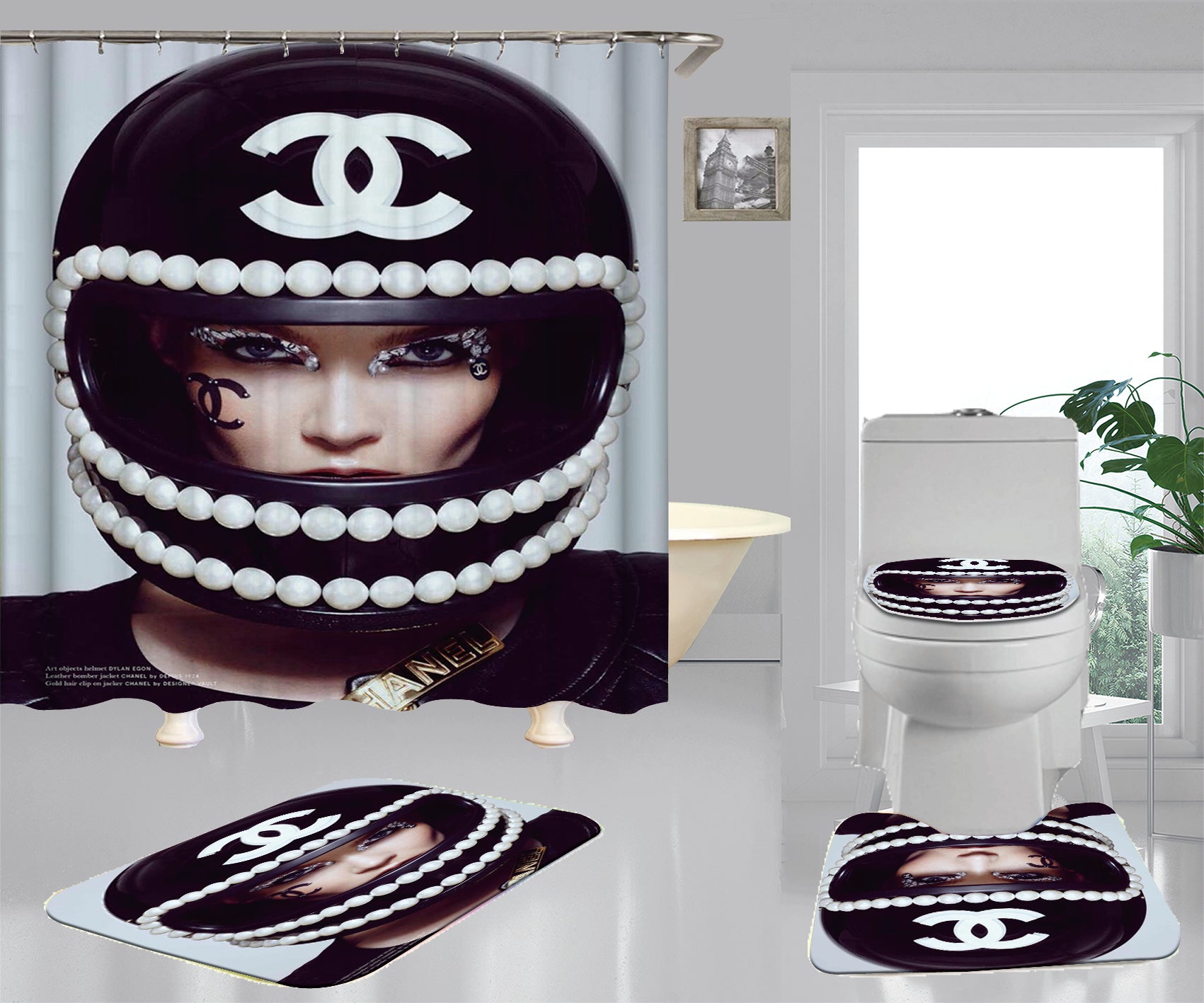 chanel shower curtain