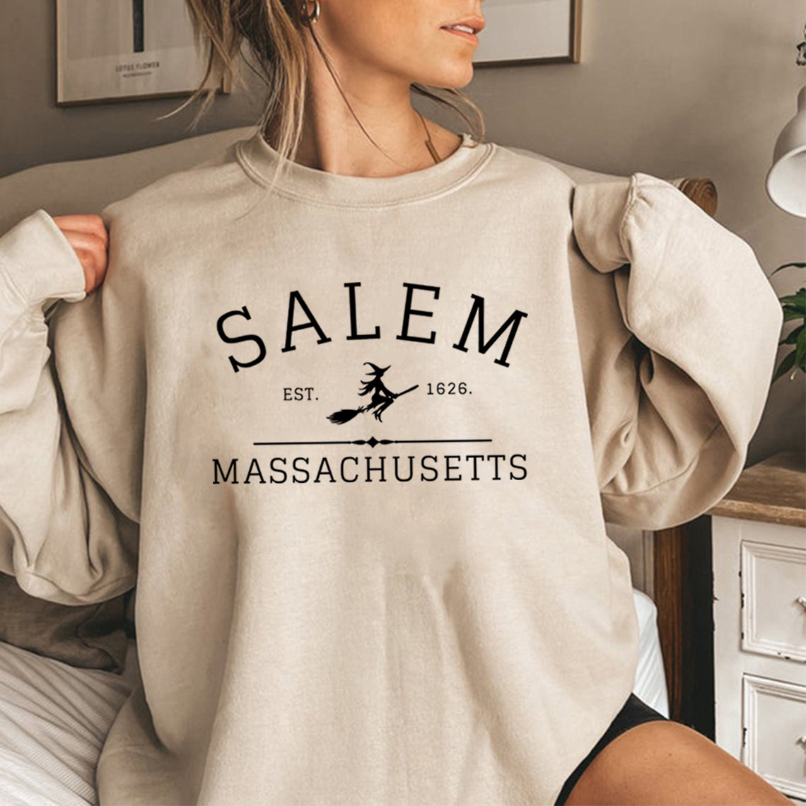 Salem Massachusetts Crewneck Halloween Sweatshirt Salem Witch