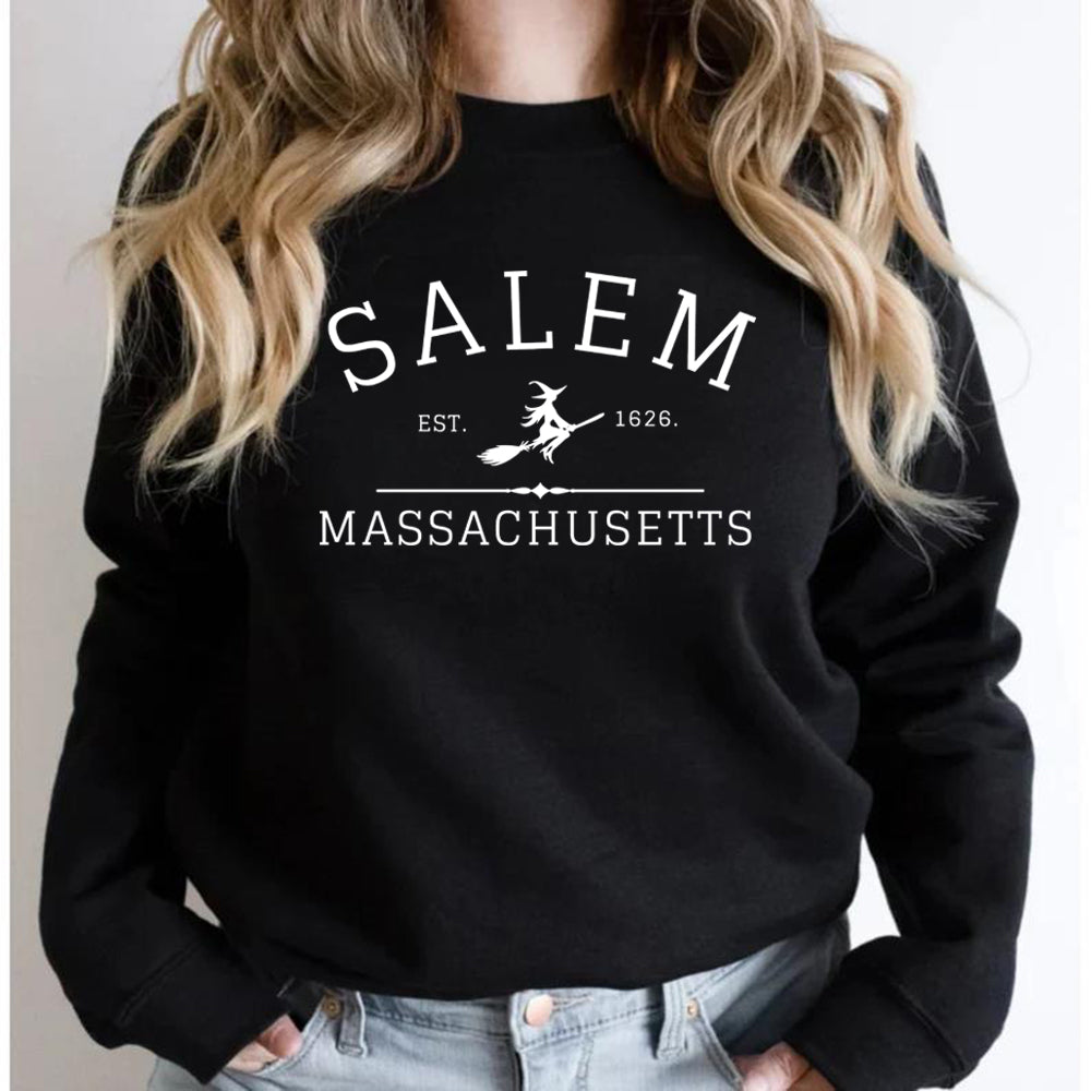 Salem Massachusetts Crewneck Halloween Sweatshirt Salem Witch