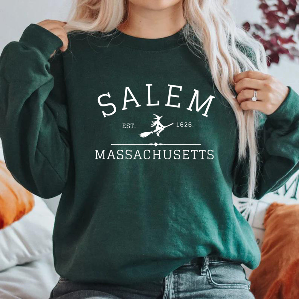 Salem Massachusetts Crewneck Halloween Sweatshirt Salem Witch