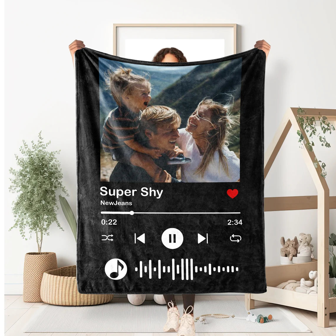 Custom family Photo Soft Throw Blankets Gift