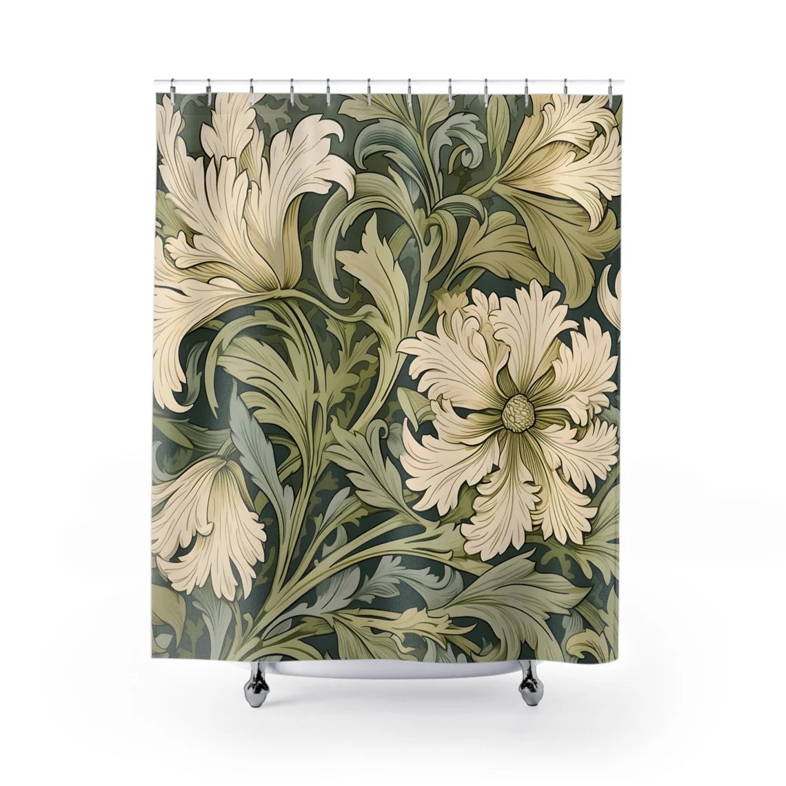 green shower curtain