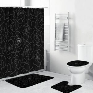 Chanel shower curtain black multi flower