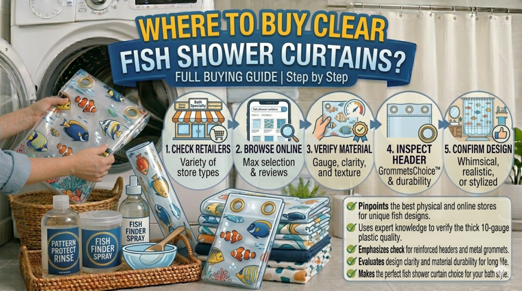 Where can I buy a clear shower curtain with fish designs