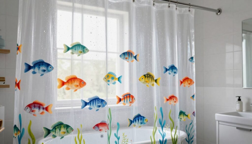 clear fish shower curtain clear fish shower curtain