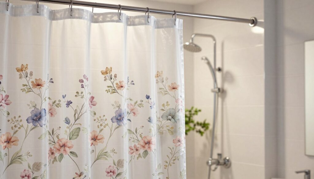 shower curtain clear with design